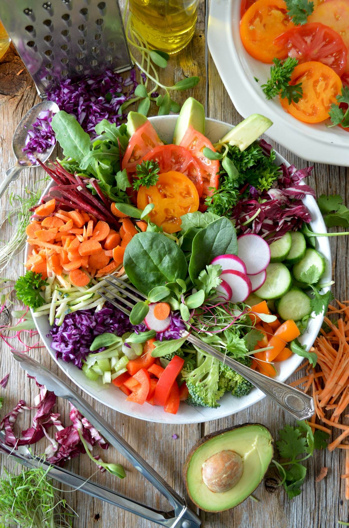 Cutting board with chopped vegetables